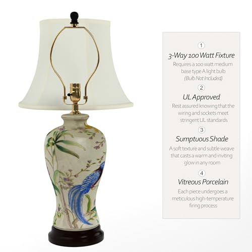 29" Floral White Porcelain Lamp