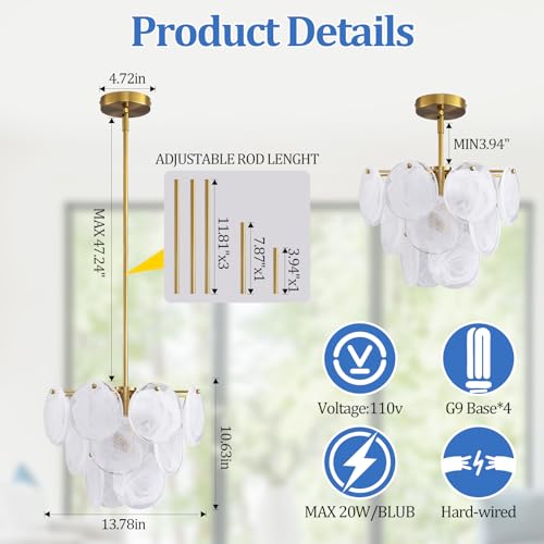 Modern Gold Glass Chandelier