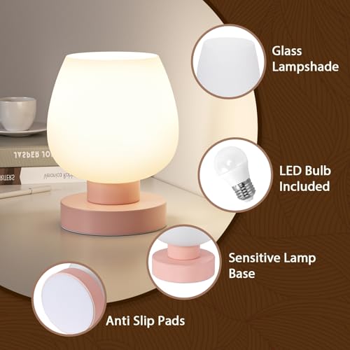 Pink Touch Table Lamp for Nightstand