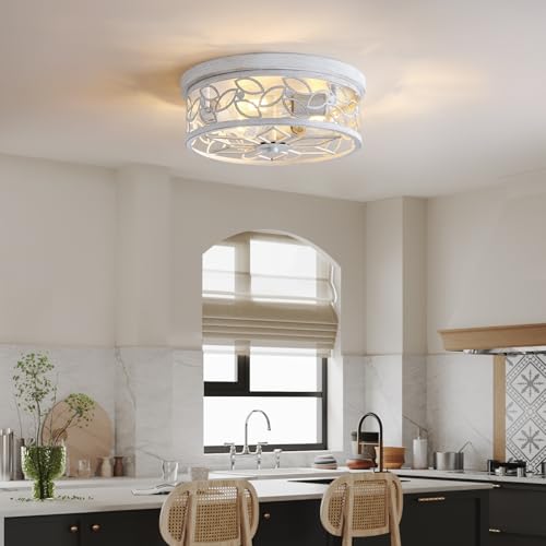 12.6" Gold Accent Flush Mount Ceiling Light (White+Gold)