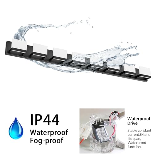 8 Lights Modern LED Black Vanity Light for Bathroom Wall Light Up and Down LED Bathroom Light Fixtures Over Mirror (8 Count)