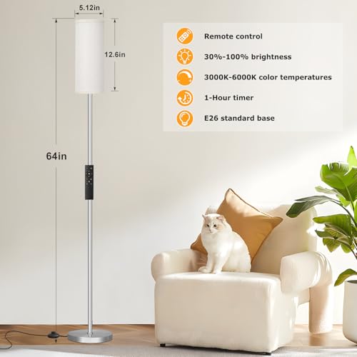 64'' Floor Lamps for Living Room with Remote Control and Stepless Dimmable Colors Temperature & Brightness