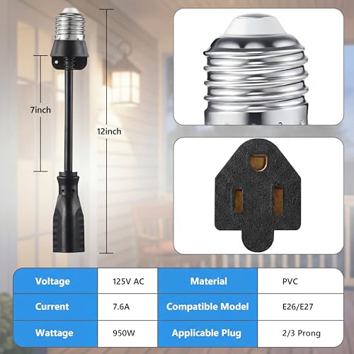 1 Pcs 3 Outlet Light Socket Adapter