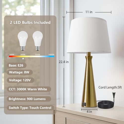 Modern Touch Lamps for Nightstand (2 Count)