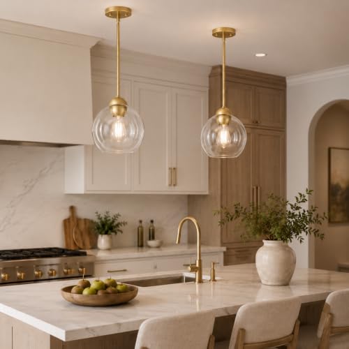 Modern Gold Pendant Light Fixtures (2 Count)