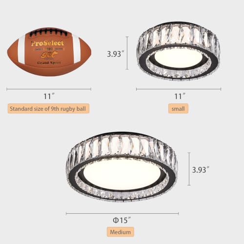 15 Inch Modern Dimmable LED Crystal Flush Mount Ceiling Light