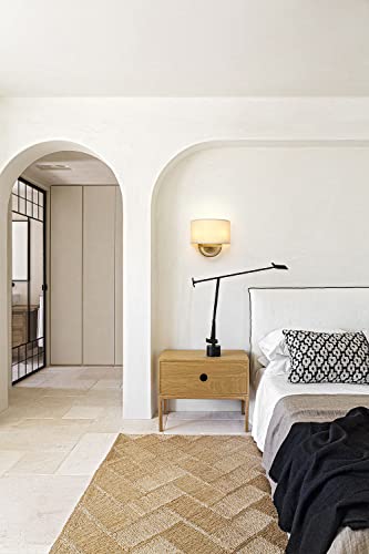 Industrial 2 Lights Wall Sconce Fixtures with Linen Fabric Shade