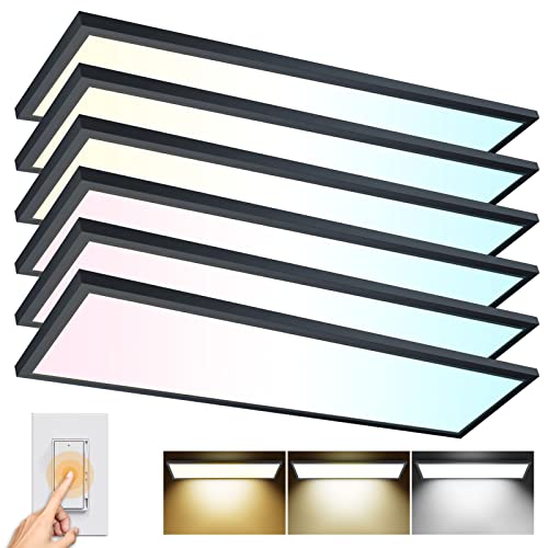 6 Pack 1x4 LED Flat Panel Light Surface Mount Black (6 Count)