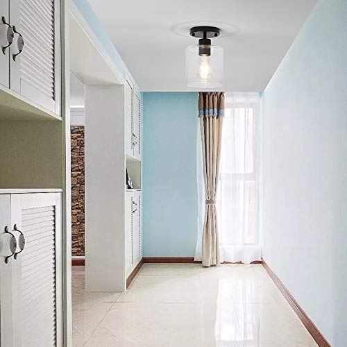 Black Modern Semi Flush Mount Ceiling Light