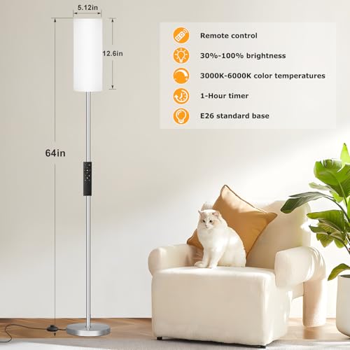 64'' Floor Lamps for Living Room with Remote Control and Stepless Dimmable Colors Temperature & Brightness