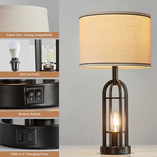 Black Table Lamps for Living Room Set of 2
