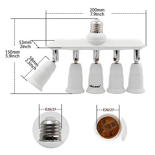 Light Socket Splitter 5 Way Adapter