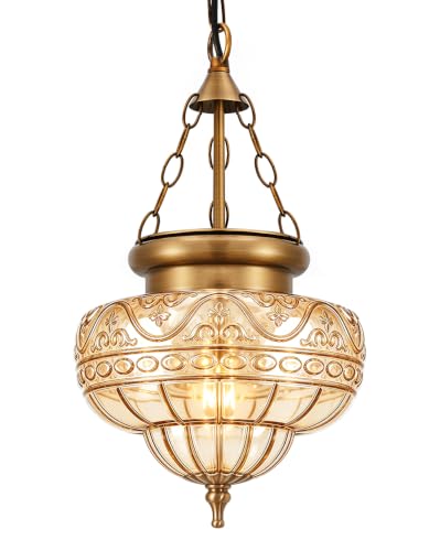 Vintage Brushed Antique Brass Pendant Light for Kitchen Island