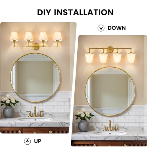 Gold Bathroom Vanity Light Fixtures (Brushed Gold / 4 LIGHT)