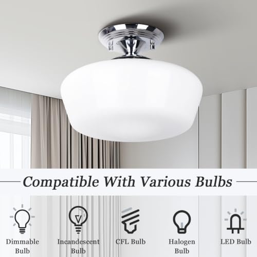Schoolhouse Style Semi Flush Mount Ceiling Light Fixture
