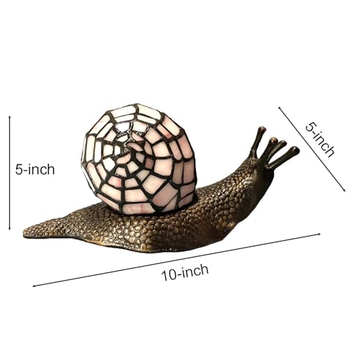 L10962 Pink Land Snail Tiffany Style Stained Glass Accent Table Lamp