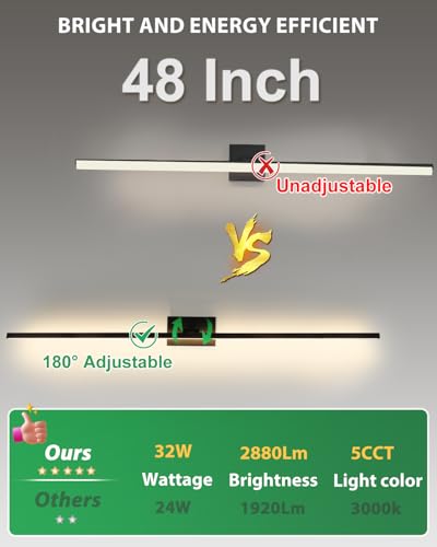 48 inch Modern Bathroom Fixtures Vanity Light Bar Over Mirror