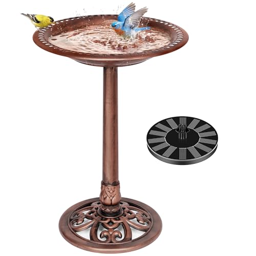 Bird Bath with Solar Fountain for Outside