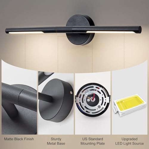 Matte Black Bathroom Light Fixtures Over Mirror 24 Inch