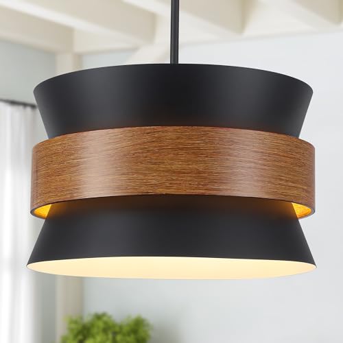 5 Light Black Chandelier 19.68" Drum Farmhouse Chandelier for Dining Room