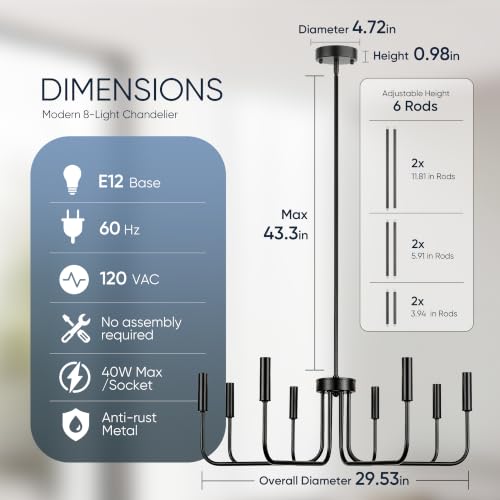 8 Light Black Chandelier