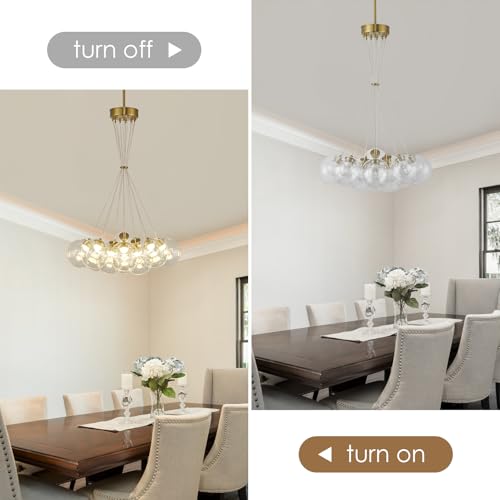 Modern Sputnik Chandeliers 13 Lights Clear Bubble Glass Chandelier Lighting