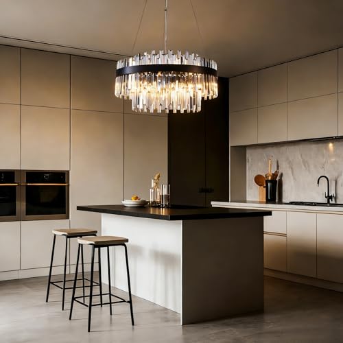 9 Light Black Crystal Chandelier