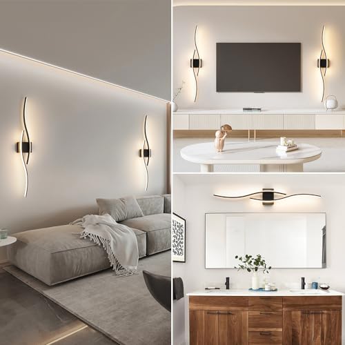 Hardwired Modern Wall Sconce Set of Two with Remote Control (2 Count)