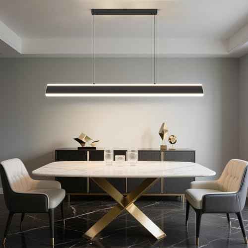 Modern Chandelier Light, 39IN LED Pendant Light with Remote Control 3000k-6500K Adjustable Color Temperature，Aluminum Island Lighting Lamp for Dining Room, Living Room