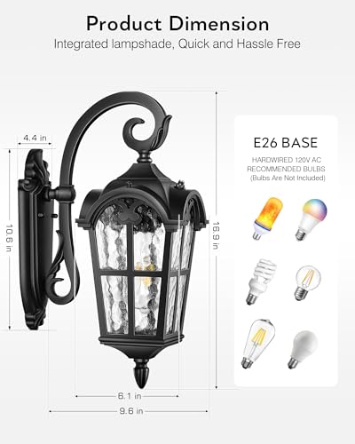Black 2 Pack Outdoor Porch Lights (2 Count)