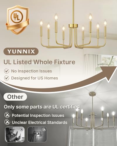 8 Light Gold Chandelier