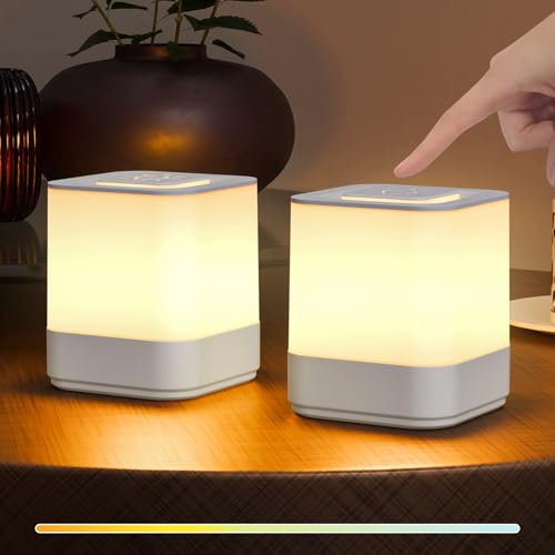 2 Pack Rechargeable Small Night Light Touch Dimmable Cordless Lamp