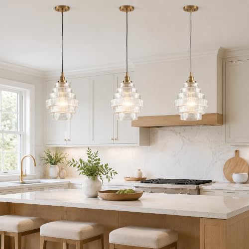 Clear Stripes Glass Lamp Shades 3Pcs (3 Count)