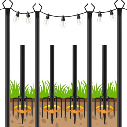 4 Pack String Light Poles (10 Foot)