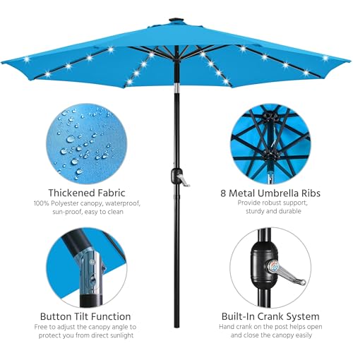 10FT Solar Patio Umbrella w