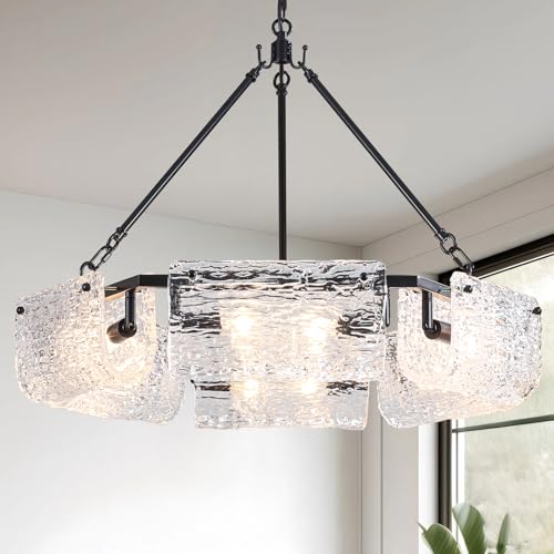 26.5" Black Glass Chandeliers for Dining Room