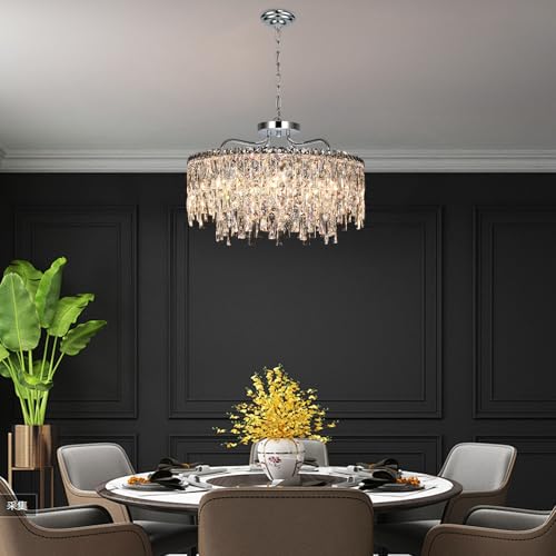 24" 8 Lights Luxury Crystal Chandeliers for Dining Room