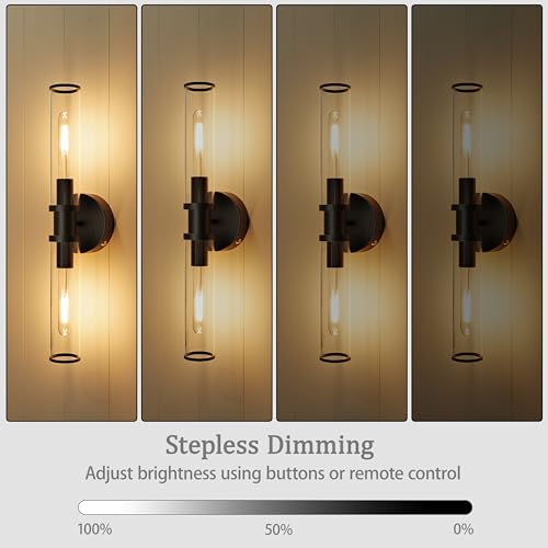 Black Wireless Battery Operated Wall Sconces with Remote Control