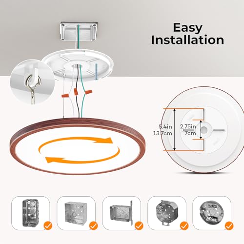 Dimmable LED Flush Mount Ceiling Light Fixture with Remote Control