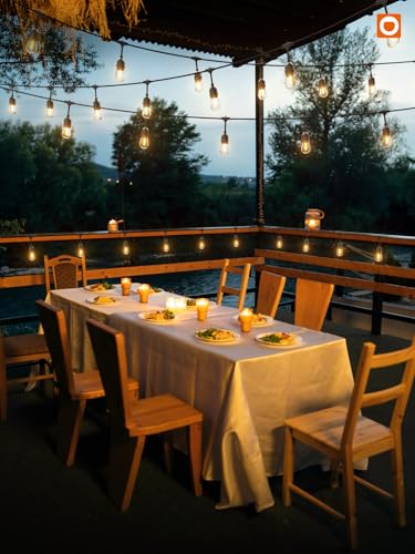LED Outdoor String Lights 48FT with 25 Edison Vintage Bulbs ETL (48 Foot)