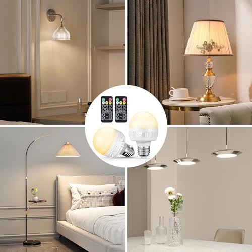 1PC Rechargeable Light Bulbs with Remote Control Timer and 3 Color Temperature Rechargeable Battery Operated Light Bulb