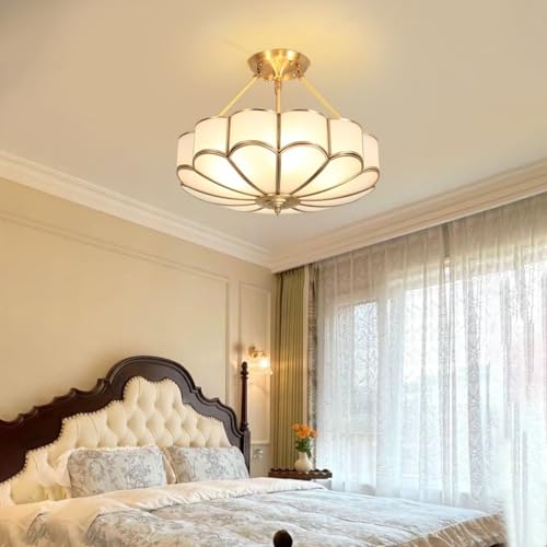 24 Inch Brass Semi Flush Chandelier