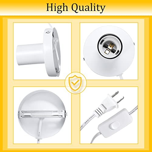 2 Pcs Polished Metal Desktop Lamp Base E26 E27 Screw Light Bulb Holder Sockets Night Light Base Lamp Replacement for Holding Bulb 6 Feet Cord on Off Switch Plug