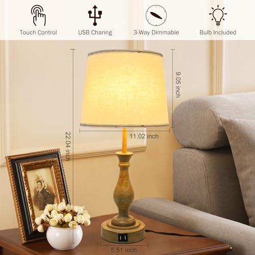 Farmhouse Table Lamp Touch Control 3