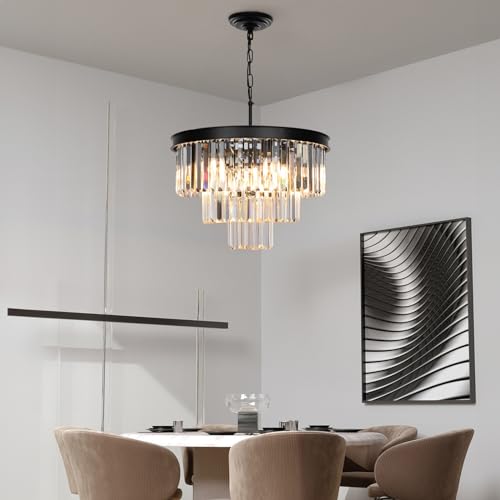Black Crystal Chandeliers for Dining Room