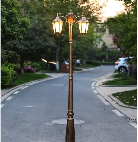 2 Light Outdoor Post Lights Glass Path Pillar Lamp Retro Courtyard Lamp Post Light for Backyard Garden Patio Driveway