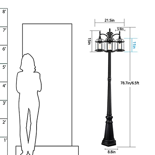 Dusk to Dawn Outdoor Lamp Post Light with 3 LED Bulbs