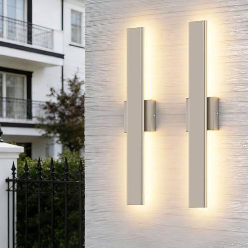 23.6" Nickel LED Outdoor Wall Light