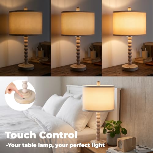 Farmhouse Table Lamp Cordless Touch Dimmable Bedside Lamps