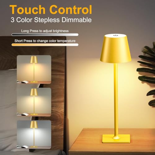 Gold Rechargeable Cordless Table Lamp (2 Count)